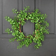 Evergreen Boxwood Candle Ring / Wreath 6.5" Inner Diameter / 12" Outer Diameter