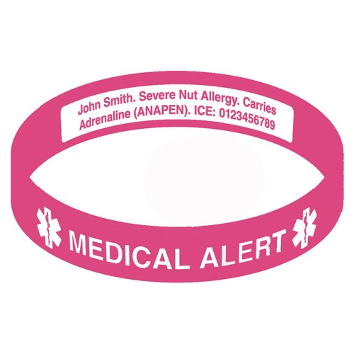 Medical Alert Engraveable Silicone ID Wristband - Inside of Band Engraved - Picture 6 of 12