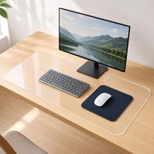 Clear Desk Mat On Top Desks - 21in x 34in - Clear Transparent Plastic Desk