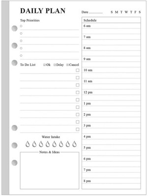 6-Hole Punched To Do List Insert - Undated Daily Planner Refill for A5 Binder...