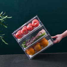 Fridge Organizer, Stackable Refrigerator Organizer Bins, Reusable Food Storage C