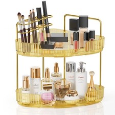 2-Tier Corner Bathroom Counter Organizer Makeup Cosmetic Storage, Tool-Instal...