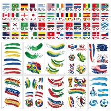 World Cup 2026 Soccer Tattoos, 10 Sheets Oil 4.72inchesx2.99 Inch, Clear