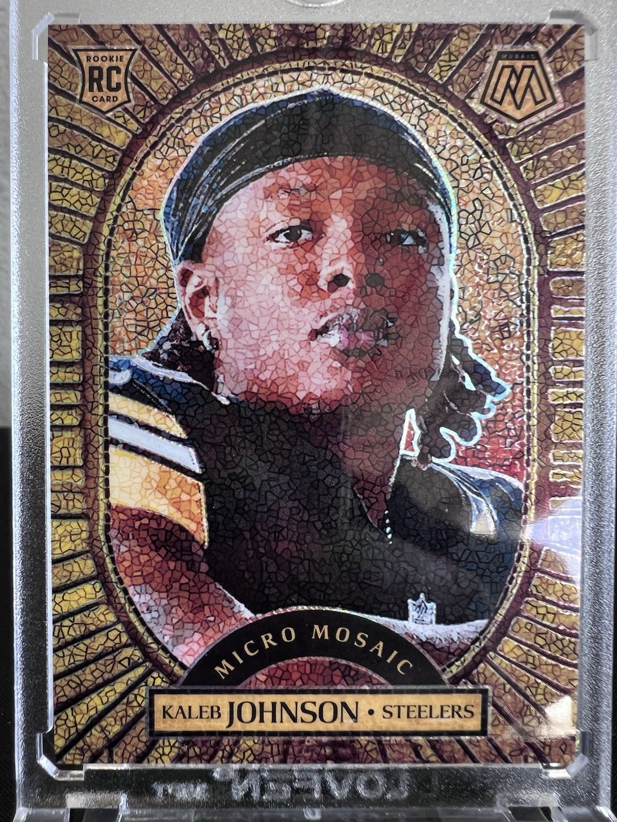 2025 Panini Mosaic Kaleb Johnson Micro Mosaic Prizm Case Hit SSP Steelers