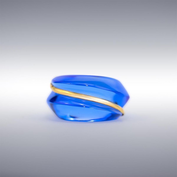 Ring Baccarat Kristall mit 18 Karat Goldfaden, Blau