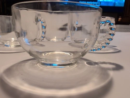 Vintage 50s set Of 4 Federal Glass/Hazel Atlas Homestead Wheat Pattern Tea Cups