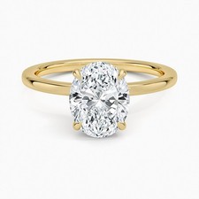 2.25 Carat Genuine Oval Lab Grown Diamond Secret Halo Ring Gold (CERTIFIED)