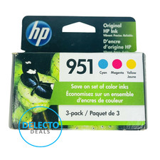 GENUINE 3-PACK HP 951 TRI-COLOR CYAN/MAGENTA/YELLOW INK OFFICEJET PRO SEALED