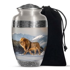 Walking Lion Cremation Urn for Human Ashes Adult Men  Women, 10 Inch 