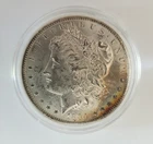1884-O Morgan Silver Dollar - Rainbow Toning - BU - In Capsule