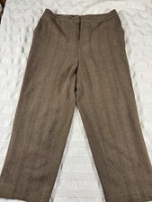 Ralph Lauren Vintage Trousers Women Size 14/16 Lined 100 Wool Brown Herringbone