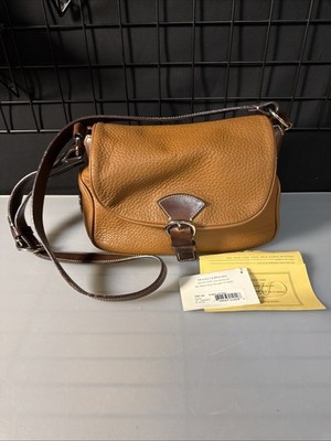Dooney & Bourke Tan Saddle Slim Flap Bag All-Weather Leather