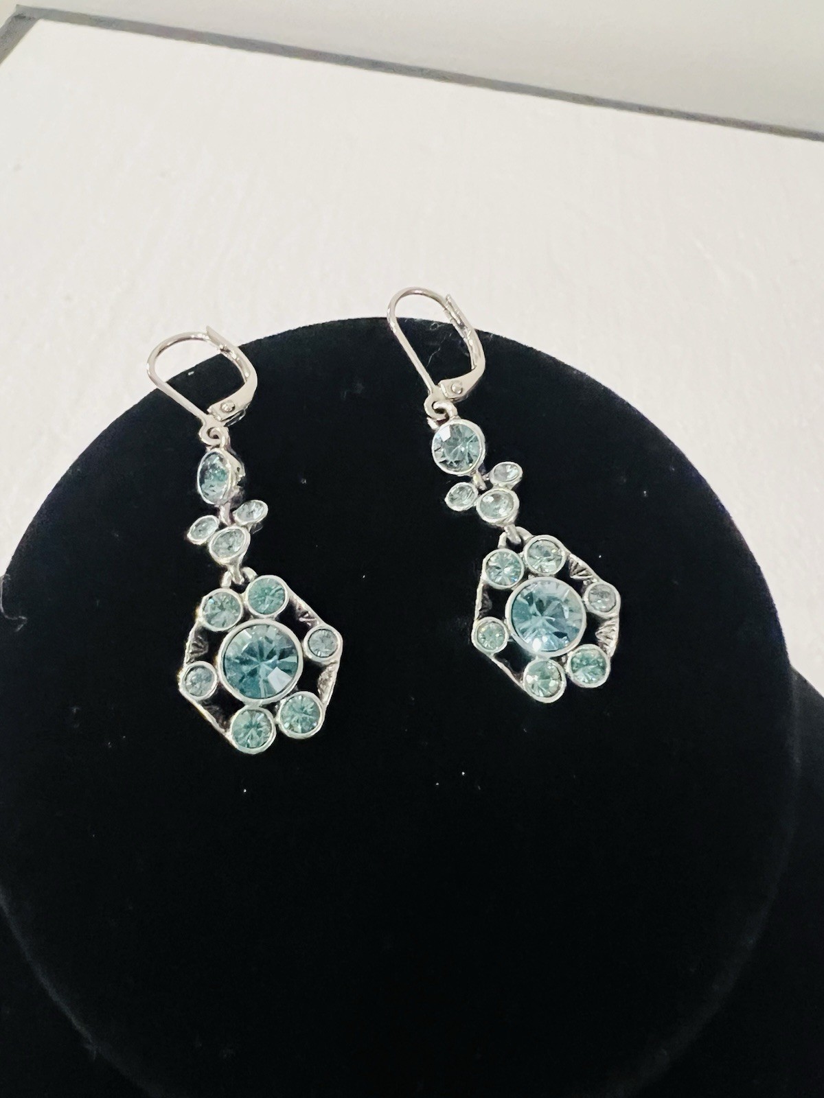 Givenchy Signed Blue Dangling Crystal Pierced Ear… - image 4