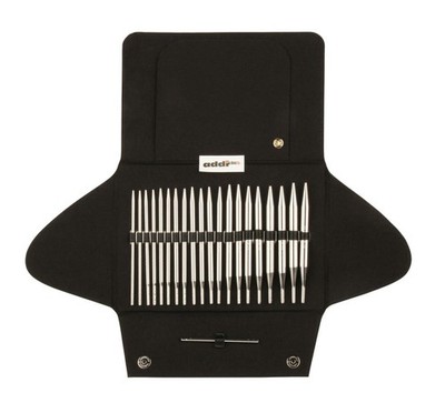 Addi Click Basic Stricknadel-Set austauschbar rund mit weichem schwarzem Etui