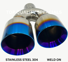 Twin 4 Outlet Exhaust Tips 3 Inlet Staggered Stainless Steel Strait Cut Tip