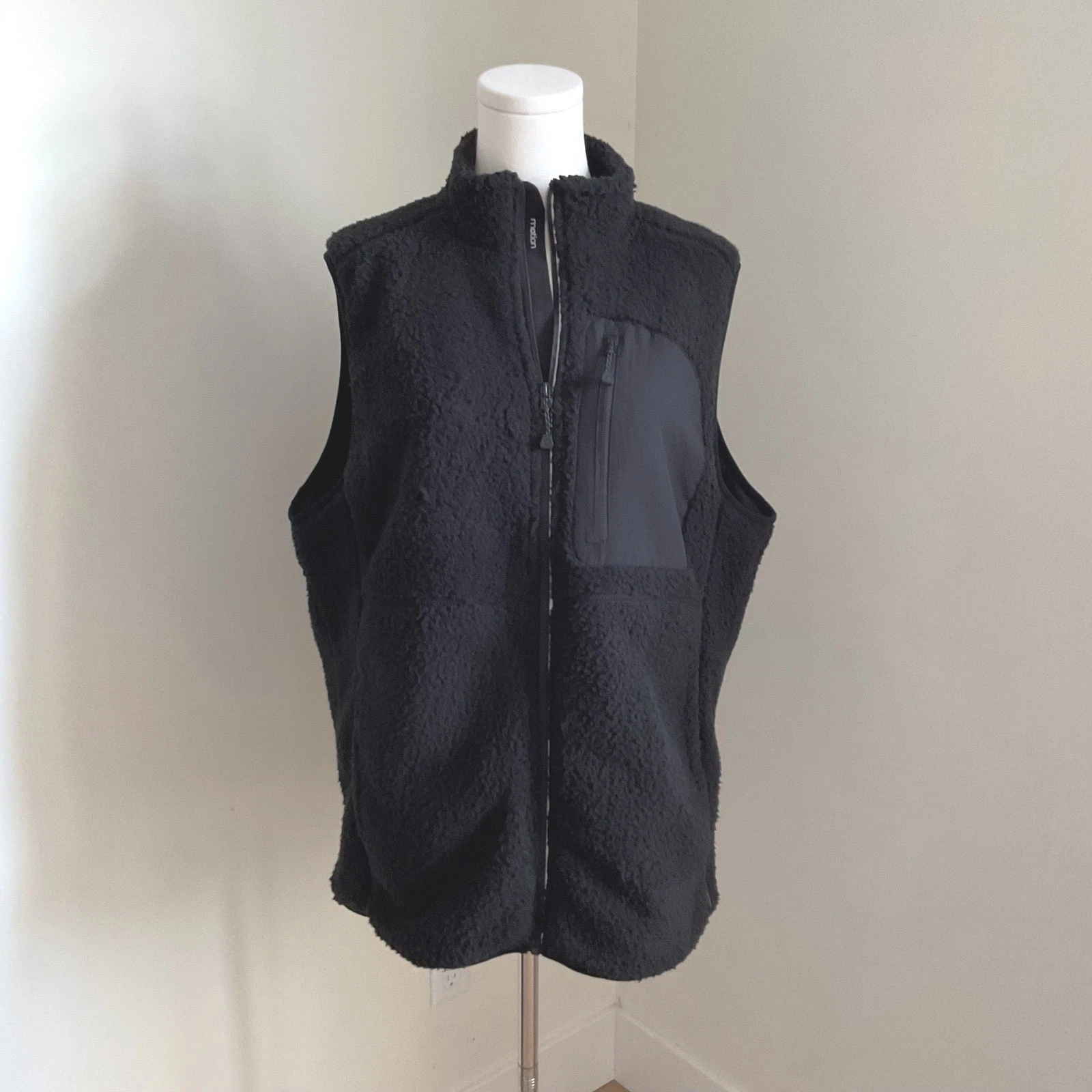 Motion Mountain Ops Shrp Vest Black Onyx Fleece Sherpa Full Zip Mens Size M