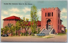 Vintage Scottish Rite Cathedral Santa Fe NM Linen Postcard 1944
