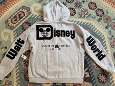 NWT Disney Parks Disney World Authentic Original GRAY Zip Hoodie Unisex Size M