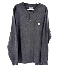 Carhartt Henley Shirt Men's XL Gray Pocket Loose Fit Workwear Landman Western