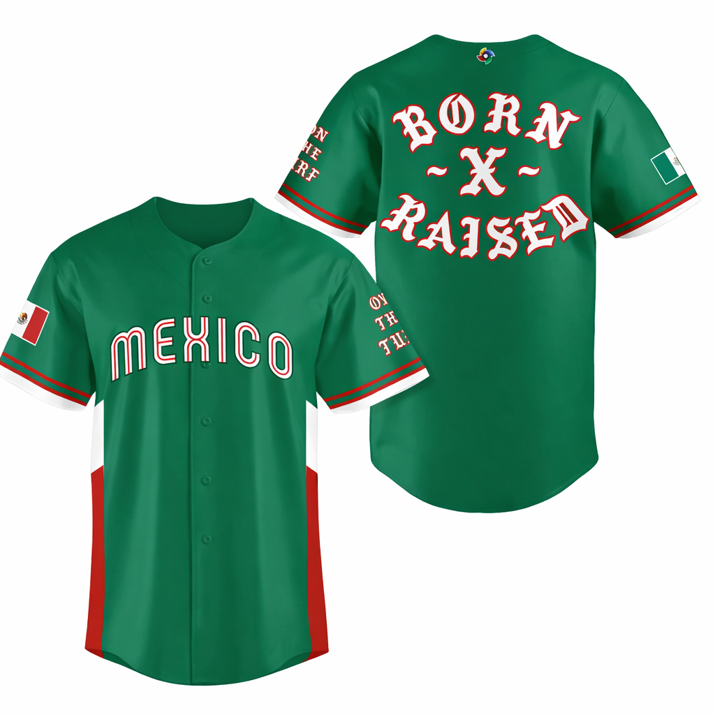 Mexico Baseball Jersey Born And Raised Shirt Unisex Button Down