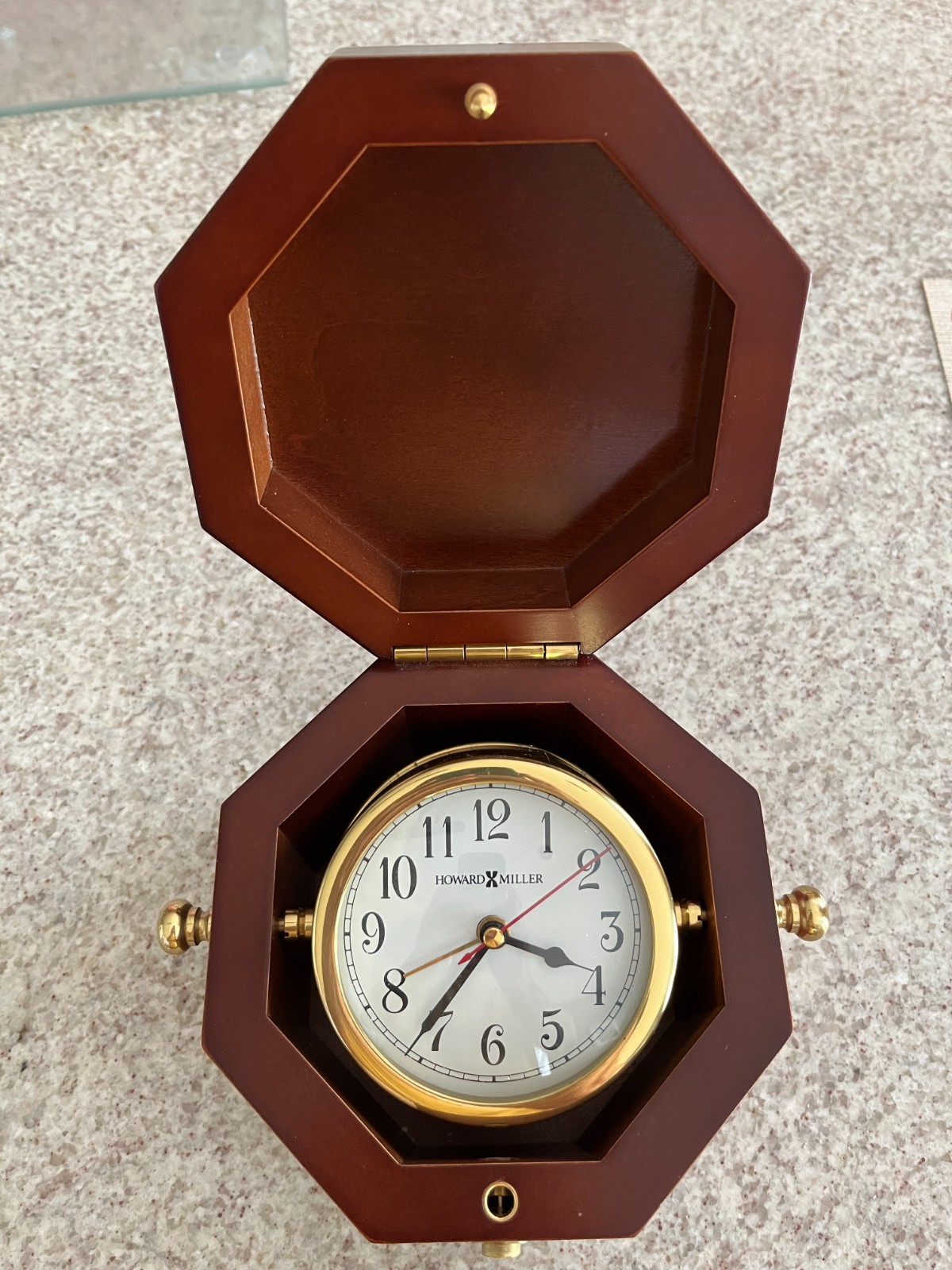 Howard Miller Chronometer Captains Alarm Clock Brass Rosewood 645-187 Unique