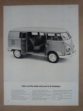 1960s VOLKSWAGEN Kombi Hippie Van VW Plain B&W Vintage Poster Print Ad
