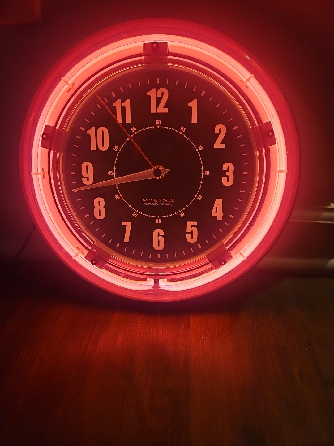 Sterling and Noble 11" Vibrant Pink Neon Analog Wall Clock Retro w Power Cord