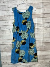 Palms Dress By Sariah Blue Dress Women’s Size Small Button Closure 100% Silk