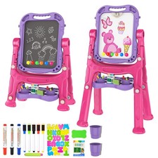 Easel for Kids, Adjustable Standing Art Easel for Toddler, Double Side Drawin...