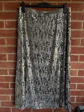 Friends Like These Silver Sequin Maxi Skirt Size 16P Brand New