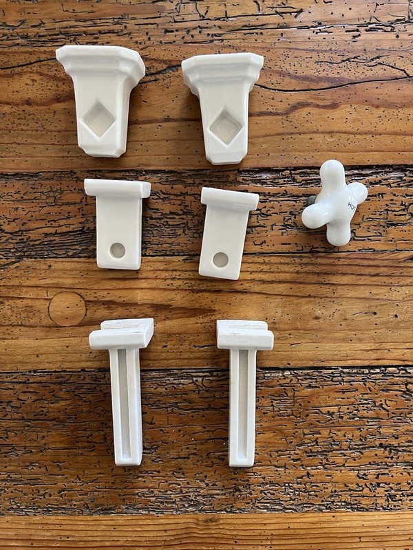 Vintage Porcelain Bathroom Fixtures 1920-1940’s Towel Bars Shelf Brackets Tap