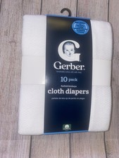 Gerber New Flatfold Birdseye Cloth Diapers White 10-PACK 100 Cotton 24 X 27