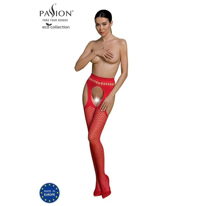 Sexy Passion Damen Netz-Strumpfhose in Straps-Look Rot 34/36/38 #AC1378 - Bild 3 von 4