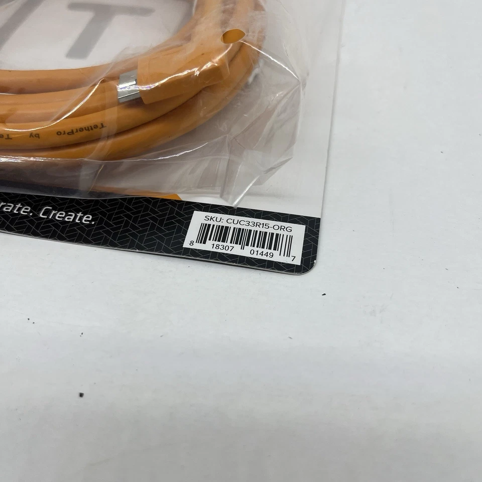 Tether Tools TetherPro USB-C to 3.0 Micro-B Right Angle Cable, 15', Orange - Image 2 of 3