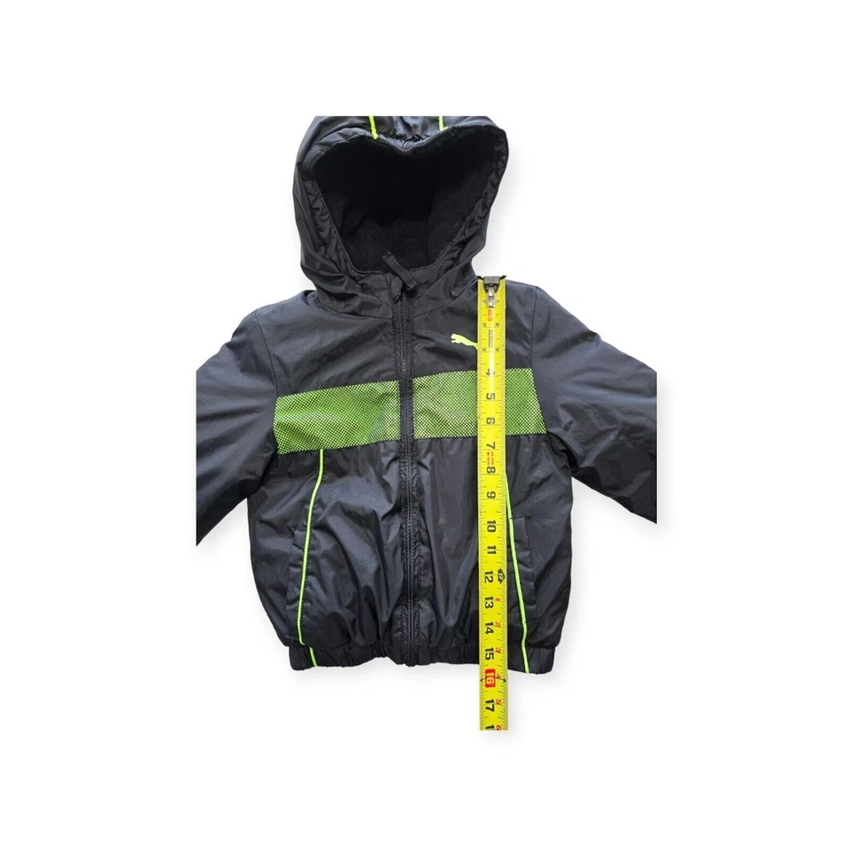 Puma Jacket Youth Boys Size 4 Gray Green Hooded Winter Coat - Image 3 of 4