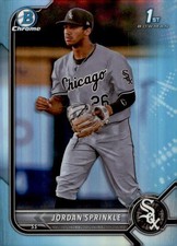 2022 Bowman Draft #BDC-183 Jordan Sprinkle Chrome Sky Blue Refractor
