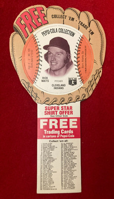 NICE! Rick Waits 1977 Pepsi Cola Unpunched Disc Full Glove Cleveland Indians