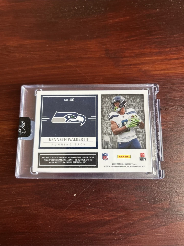 2022 Panini One - Rookie Dual Patch Autographs Kenneth Walker III #40 /199 - Image 2 of 2