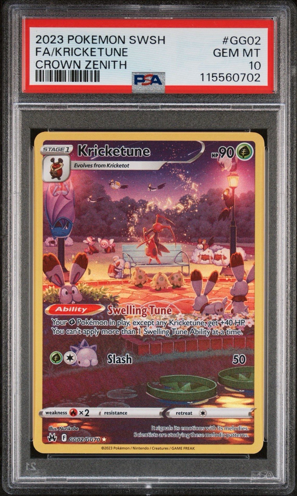 2023 Pokemon Sword & Shield Crown Zenith Kricketune GG02/GG70 #GG02 PSA 10