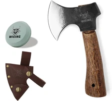 Hatchet, 8 Inches Small Hand Axe 1065 Manganese Steel and Beech Wood Handle with