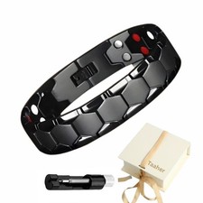 Titanium Magnetic Bracelet Energy Power Arthritis Pain Relief Men size tool Blac