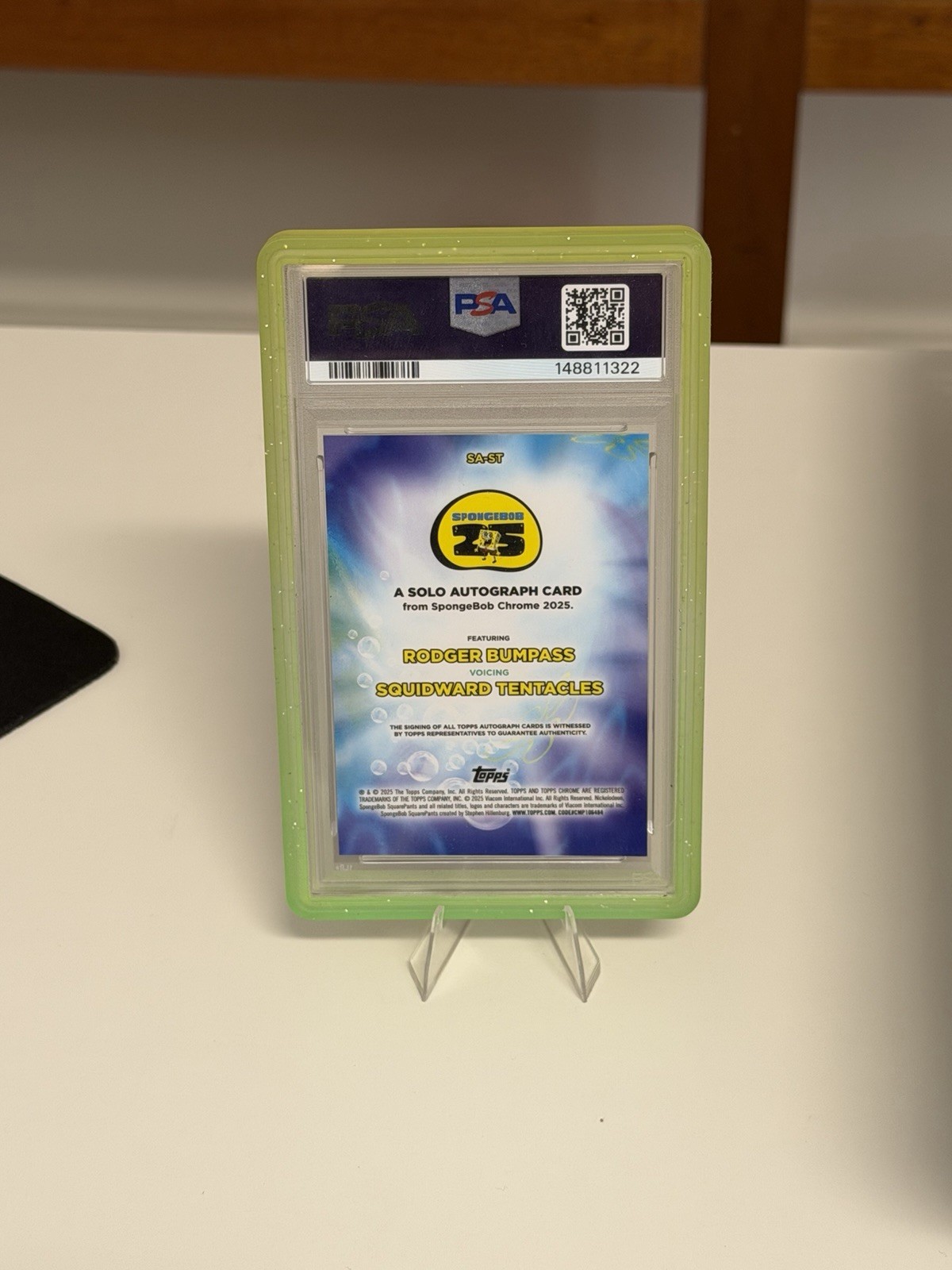 2025 Topps Chrome SpongeBob Squarepants Rodger Bumpass Auto #SA-ST PSA 9 view 2