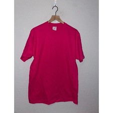 Vintage Pink Blank Shirt USA Made Jerzees Short Sleeve Tee 90s VTG Large