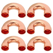 6Pcs 3/8" ID Copper Pipe Fitting 180 Degree Return Bend Sweat Welding Connection