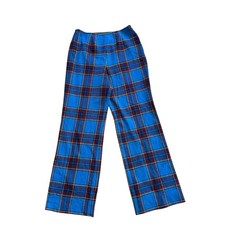 Vintage Pendleton Wool Plaid Pants Blue Red High Waisted Straight Leg Sz 16 USA