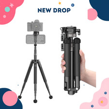 57" Aluminum Camera Tripod with Phone Clip, 360 Ball Head, 11 LB Load Capacity