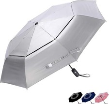 UPF 50 UV Protection Travel Umbrella 42/46 Inch Windproof Silver Coating Sun Bl