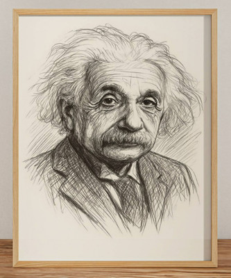 ALBERT EINSTEIN ART PRINT DRAWING SKETCH PORTRAIT 8'' x 10'' WALL ART