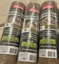 Lot Of 3 Komodo Reusable Coconut Fiber Terrarium Liner 10x20 For 10 Gallon Tank