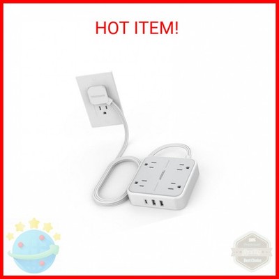 TESSAN Surge Protector Flat Extension Cord 5Ft, Flat Plug Power Strip with 4 Out